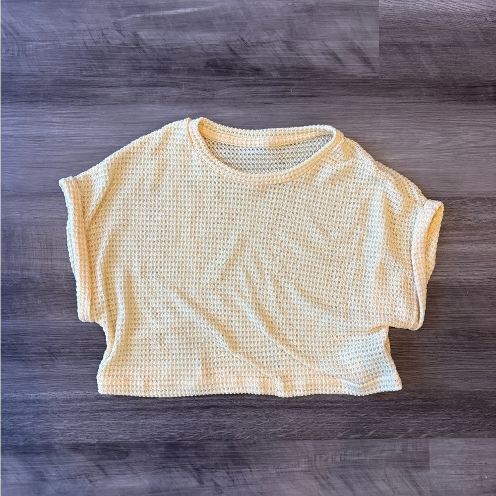 Yellow Waffle Knit Crop Top